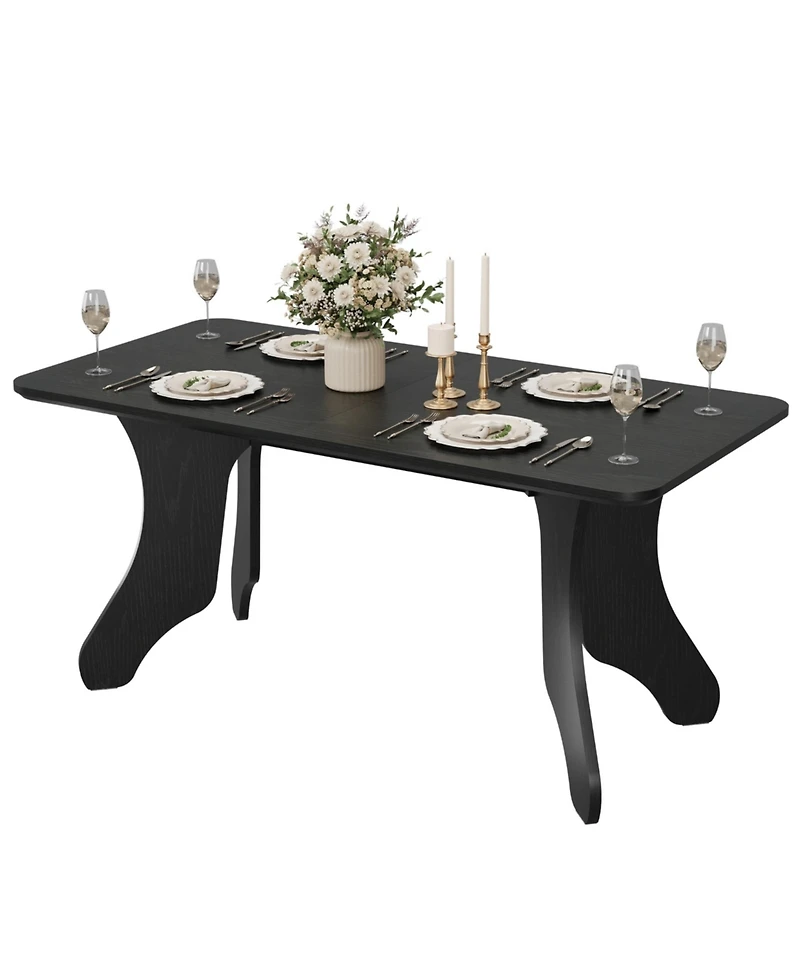 Dining Table, 63 in Rectangular Dinner Table for 4-6 People | Antler Dinner Kitchen Table, Modern Farmhouse for Dining Room