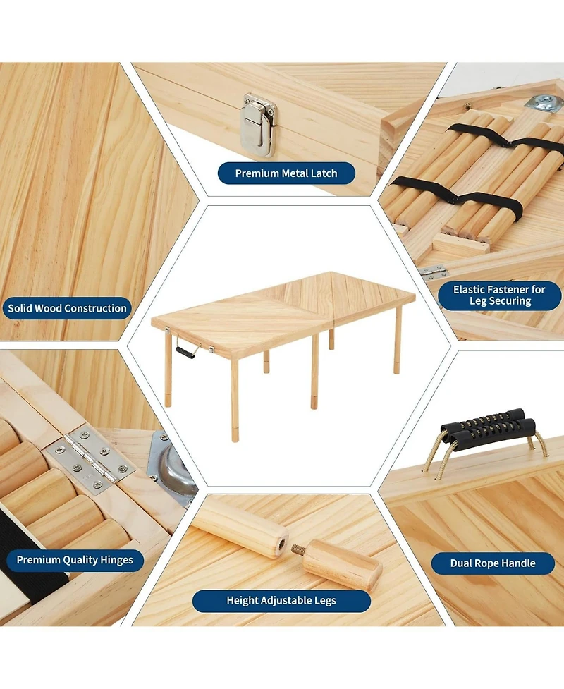 44"x22" Wood Folding Picnic Table