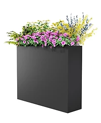 38x15x15 In Rectangular Planter Box, Carbon Steel Raised Garden Bed for Patio Backyard Vegetables Herbs Plants Growing, Black