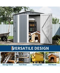 6' x 4' Metal Tool Shed with Gable Roof and Double Doors, Outdoor Storage Shed for Garden Patio Backyard, Gray