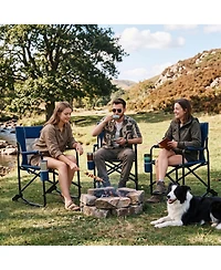 Portable Folding Rocking Camping Chair with Cup Holder, Breathable Backrest