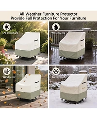 2-Pack Heavy-Duty Waterproof Patio Chair Covers, Fits Up to 31x35x28 Inches,White and Green
