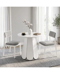 31.5" Round Farmhouse Dining Table with Pedestal Base
