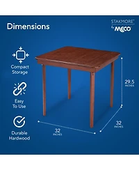 Meco Stakmore Classic Straight Edge Solid Wood Folding Card Table, Cherry Frame