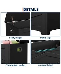 Storage Chest Bench with Safety Hinges, 39 Inch 300 Lbs Capacity Farmhouse Toy Blanket Storage Organizer for Entryway, Bedroom, Living Room