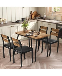 5-Piece Dining Table Set for 4, Space Saving Kitchen Furniture Set with Safe Chamfer Edge Table, Upholstered Chairs for Small Apartment