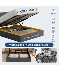 Bed Frame with Storage,Hydraulic Lift Up Bed with Headboard, Modern Upholstered Platform Bed Frame,Hydraulic System with Handle