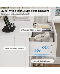 3 Drawer Dresser, 27.5 Inch Bedroom Nightstand, Modern Farmhouse Storage Cabinet, Sofa Side Table for Living Room, Apartment, Entryway