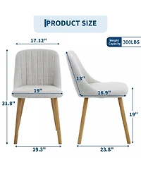 Set of 2 Upholstered Dining Chairs, Fabric Covered Seats with Ergonomic Curved Backrest, Wood Legs, Easy-Clean Surface, 300 lbs Load Capacity
