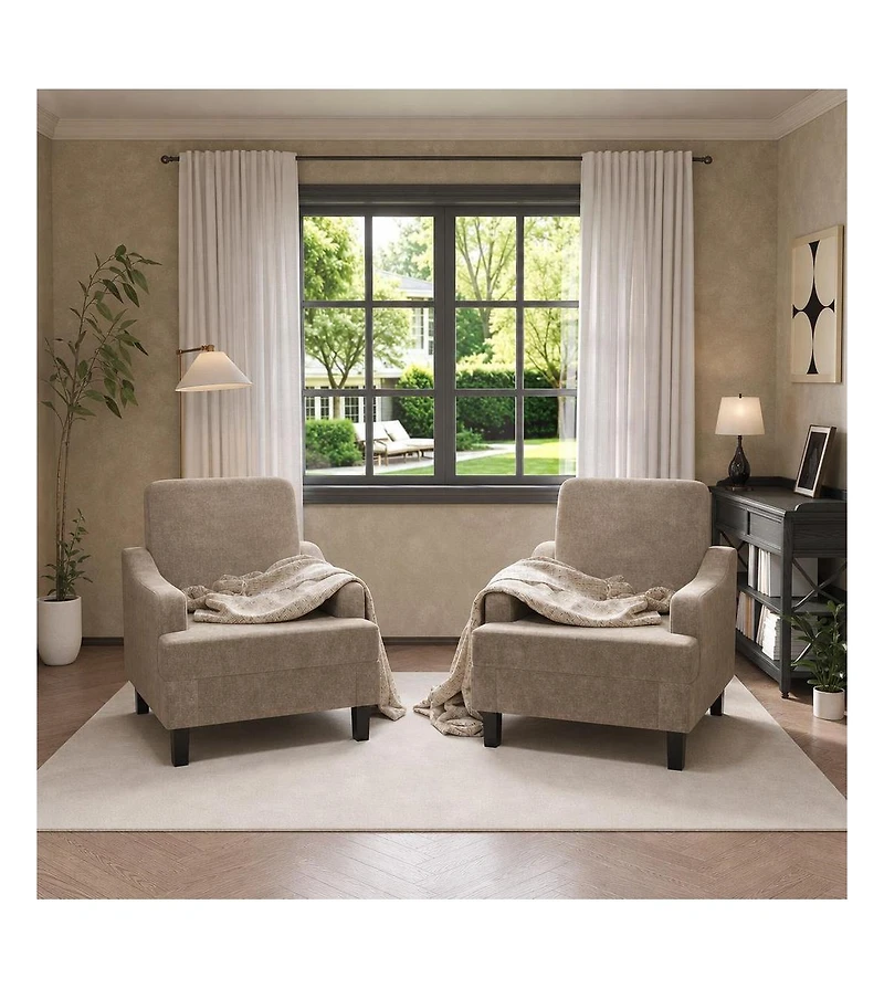 Set of 2 Chenille Accent Chairs