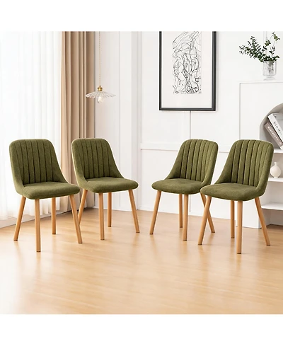Upholstered Dining Chairs Set of 4, Modern Tufted Accent Chairs with Solid Wood Legs, Supports 300 Lbs for Kitchen Dining Room Vanity