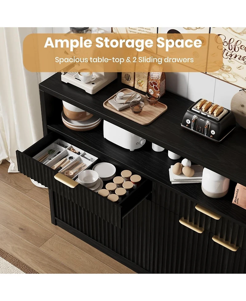 51" Modern Fluted Buffet Sideboard Cabinet with Doors and Drawers