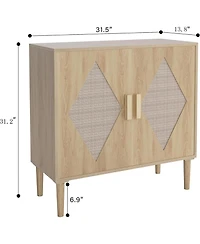 Accent Cabinets Set of 2, Rattan Sideboard Buffet Cabinet with Double Doors, Adjustable Inner Shelf, Storage Cabinet for Entryway, Living Room
