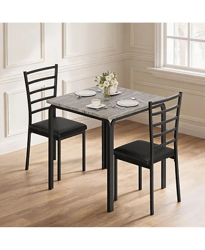 39" x 21" Dining Set with Wine Rack and 2 Stools, Engineered Wood Kitchen Table and Stools for Dining Room Small Space, Brown/Black