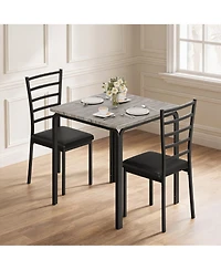 39" x 21" Dining Set with Wine Rack and 2 Stools, Engineered Wood Kitchen Table and Stools for Dining Room Small Space, Brown/Black