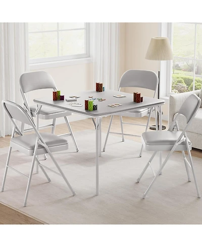 5-Piece Folding Dining Set with 4 Pu Upholstered Chairs Space-Saving Metal Frame for Kitchen Dining Room Office Camping