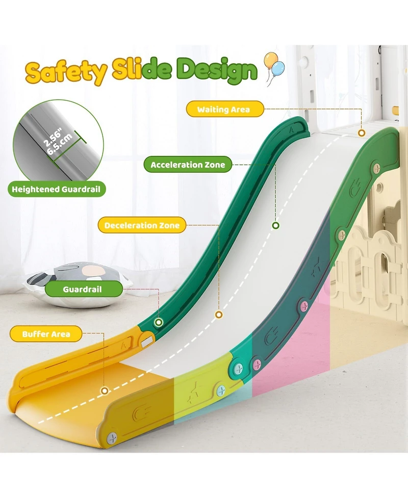 Compact Toddler Swing and Slide Playset for Kids Ages 2-6, Outdoor Backyard Playground with Swing Slide, Blue-Gray/Orange-Green/Gray-White