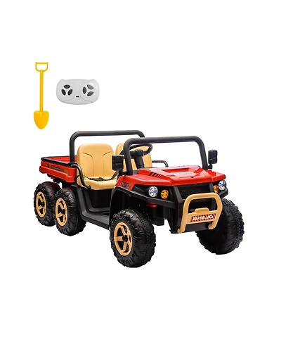 6 Wheel Kids Ride On Utv with Rear Cargo Bed, 2-Seater Electric Kids Vehicle with Remote Control, Off-Road Toy Car Equipped with Safety Toy Shovel