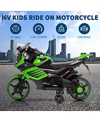 30 Inch Kids 6V Ride On Motorcycle, Electric Bike with Training Wheels Headlights Music for Toddlers, Light Pink/Rose Red/Green/White, Ages 2-5