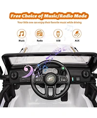 24V Two-Seat Electric Ride-On Truck, Four 45W Motors, Switchable 4WD/2WD, Remote Control, Led Headlights, Audio Player, Cushioned Seats for Children