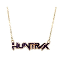 K-Pop Demon Hunters Huntrix Necklace Official License, 16"+3.25" Gold-Tone Huntrix Nameplate Necklace, K-Pop Gifts
