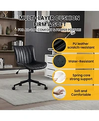 Office Chair with Wheels, Ergonomic Desk Chair, Black Modern Armless Swivel Computer Task Chair for Bedroom, Home Office, Dressing Room