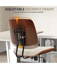 Home Office Armless Desk Chair with Wheels | Modern Adjustable Back, 360 Swivel, Adjustable Seat Height, for Office, Reading Meeting Room