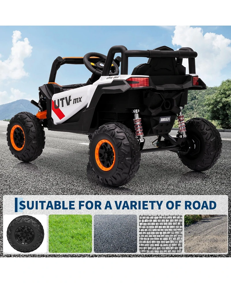 12V Kids Ride On Utv with Remote Control, Battery Powered 4-Wheel Off Road Vehicle with Dual Motors for Outdoor Fun, Orange, Ages 3-6