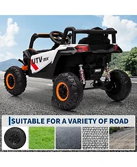 12V Kids Ride On Utv with Remote Control, Battery Powered 4-Wheel Off Road Vehicle with Dual Motors for Outdoor Fun, Orange, Ages 3-6