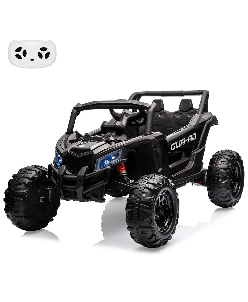 24V Battery Powered Kids Ride On Utv Utility Vehicle, 4-Wheel Off Road Electric Toy for Outdoor Driving Fun, Black/White, Ages 3-8