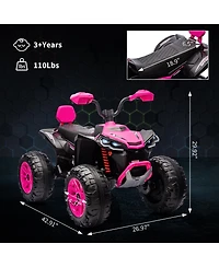 24V Dual Seat Kids Ride On Atv Utility Vehicle, Battery Powered 4-Wheel Ride On Toy for Outdoor Fun, Pink, Ages 3-6