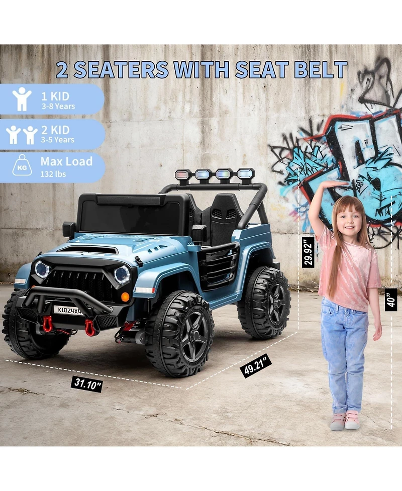 Double Seat 24V Kids Ride On Suv Toy Ages 3-8, 4WD Battery Powered Electric Car with Remote, Outdoor Driving, Light Blue