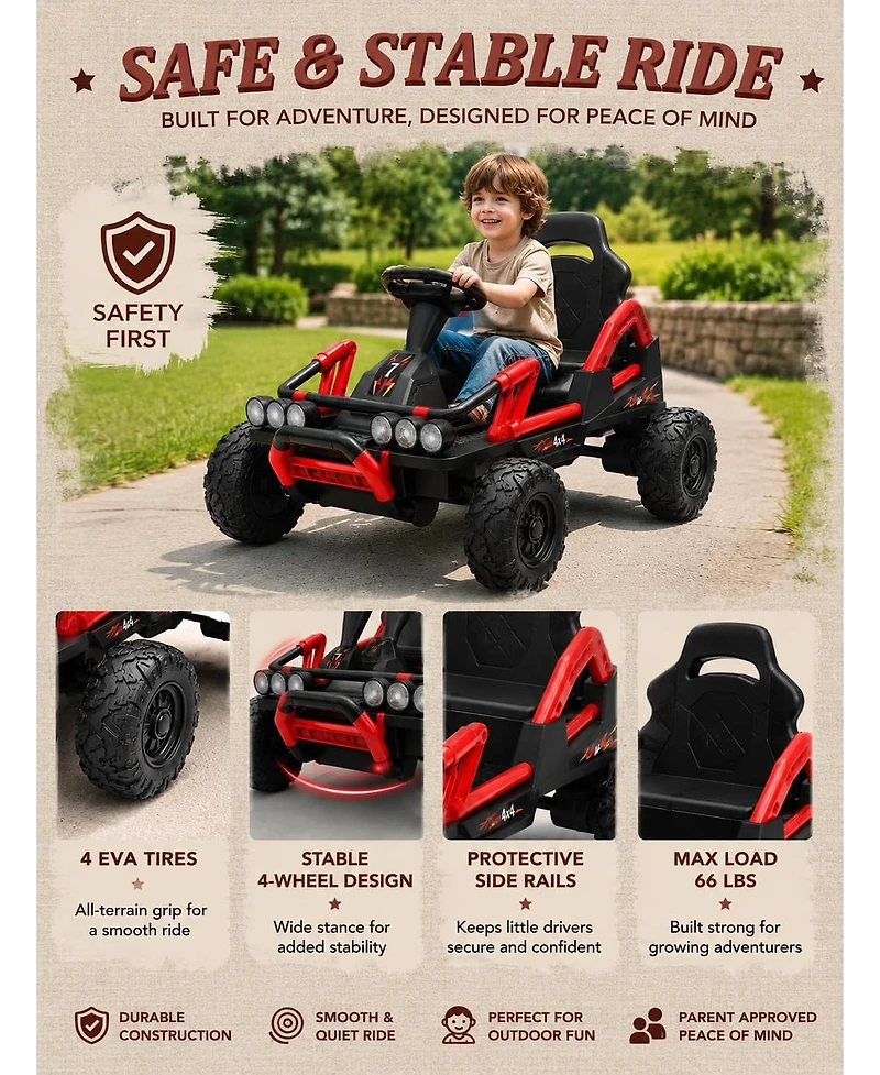 12V Kids Ride-On Car, Battery Powered Electric Vehicle, Dual Motors