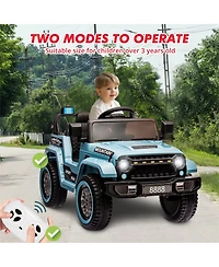 12V Ride-On Truck for Children, Remote Control, Dual Motors, 3 Speeds, Spring Suspension, Led Lights, All-Terrain Electric Vehicle Ages 3-5