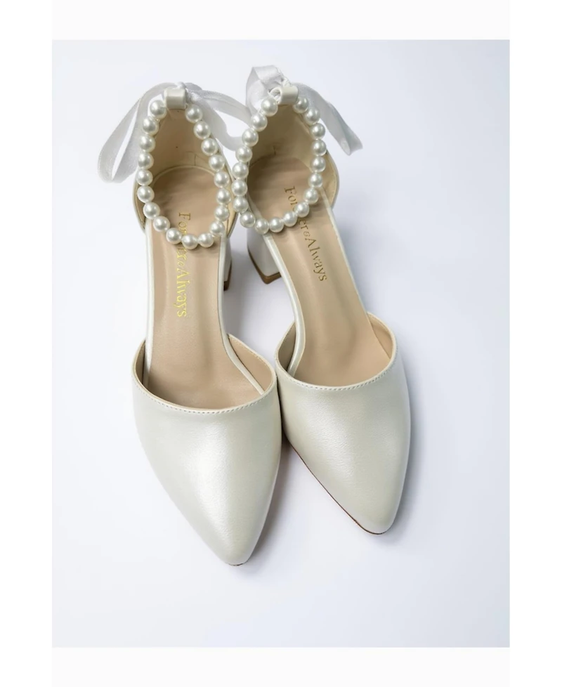 Forever and Always Shoes Women's Evania Block Heel Wedding Pump