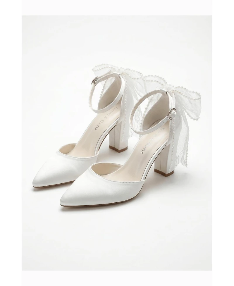 Forever and Always Shoes Women's Elvienne Pointed Toe Block Heel Bridal Sandal
