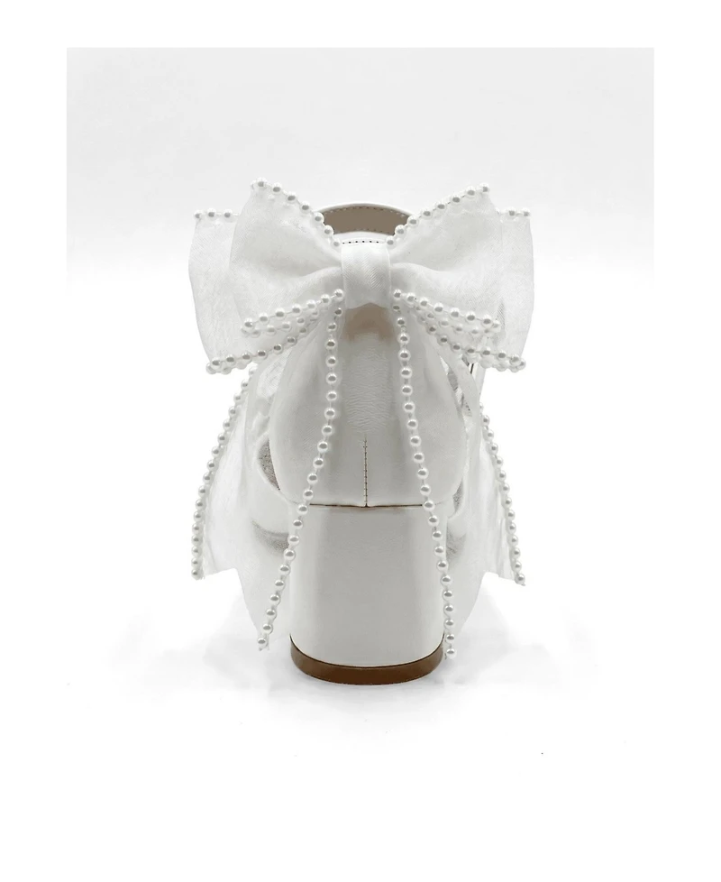 Forever and Always Shoes Women's Floraya Bow Block Heel Bridal Sandal