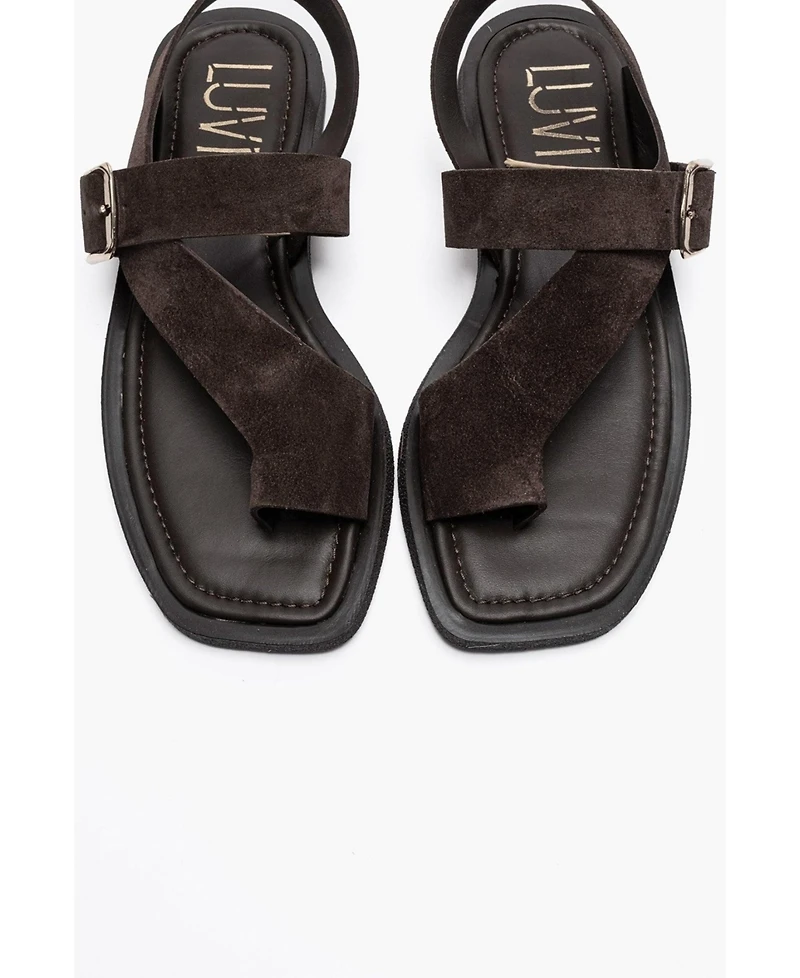 Forever and Always Shoes Women's Curry Leather Slingback Sandal