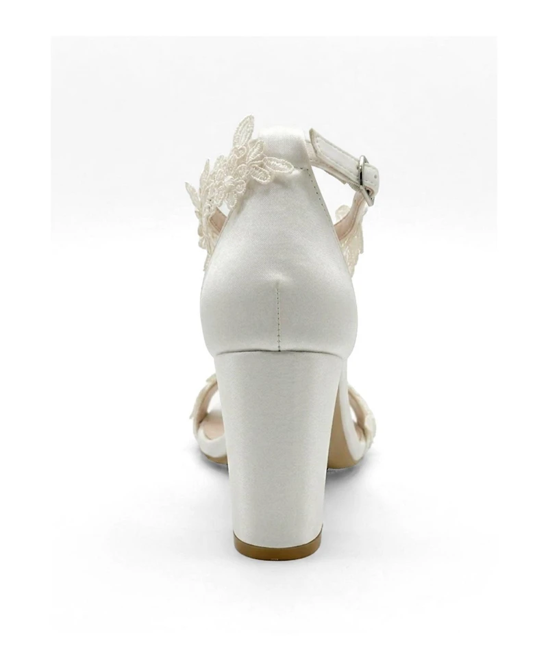 Forever and Always Shoes Women's Selia Block Heel Bridal Sandal