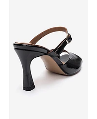 Forever and Always Shoes Women's Urael Leather Stiletto Strap Sandal