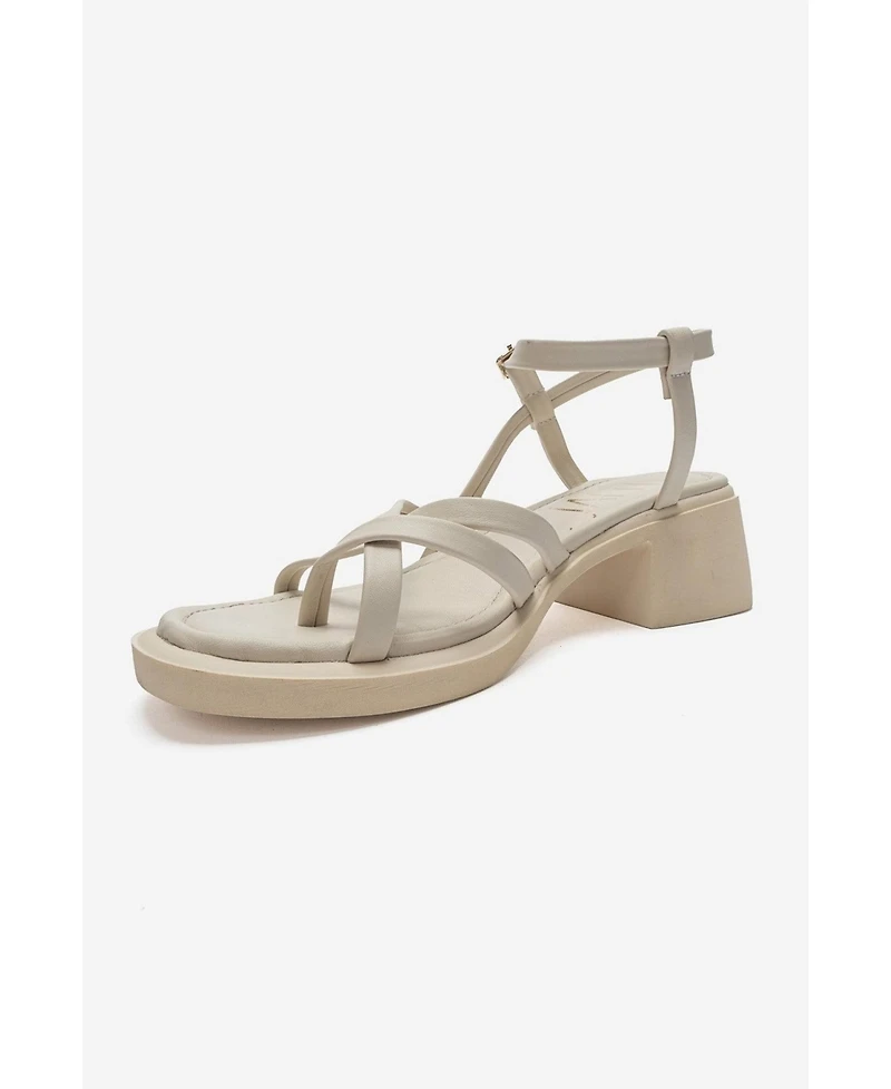 Forever and Always Shoes Women's Cirelle Leather Block Heel Sandal