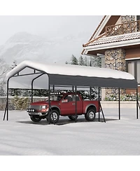 12 x 20 Ft Carport, Heavy Duty Metal Car Canopy with Steel Frame and Lockable Storage, for Car Truck Boat Driveway Patio, Gray