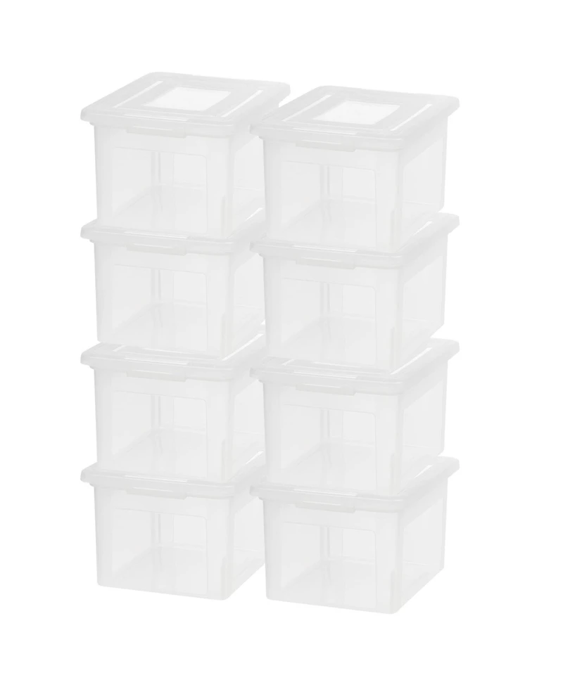 Iris Usa 8 Pack Plastic File Box w/ Lids, Letter/Legal Storage Organizer, 35 Qt