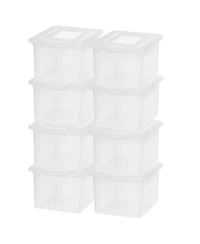 Iris Usa 8 Pack Plastic File Box w/ Lids, Letter/Legal Storage Organizer, 35 Qt