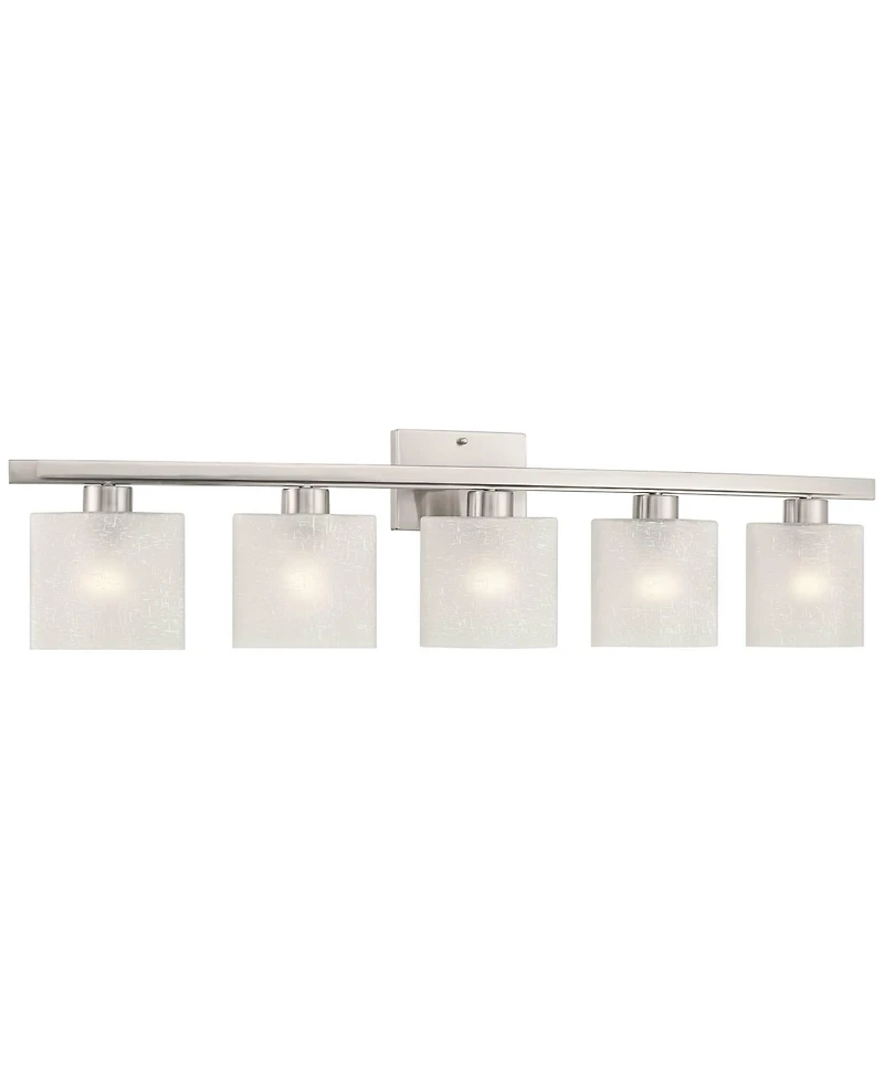 Possini Euro Design Possini Euro Linen Glass 40 1/2"W Brushed Nickel 5-Light Bath Light