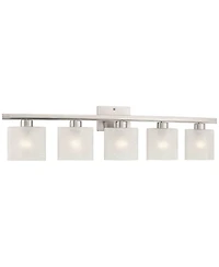 Possini Euro Design Possini Euro Linen Glass 40 1/2"W Brushed Nickel 5-Light Bath Light