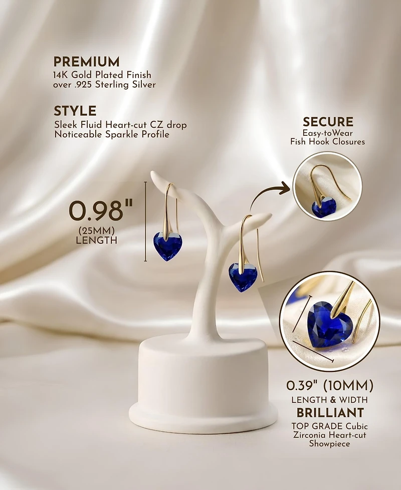 Sterling Silver Movable Cubic Zirconia Stylish Party Heart Earrings
