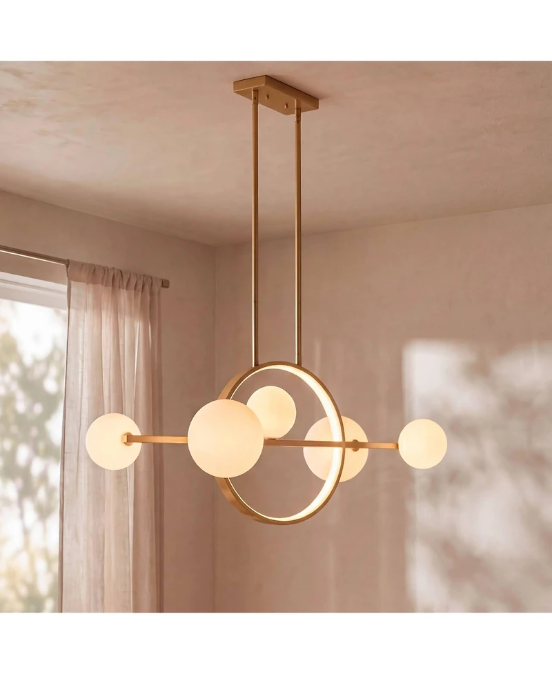 Possini Euro Design Possini Euro Villani 38 1/2"W Soft Linear 5-Light Led Chandelier