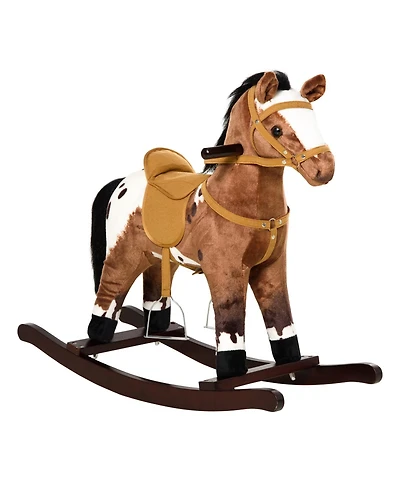 Yobtop Plush Metal Rocking Horse with Electronic Neighing and Galloping Sounds, Up to 88 lbs, Ages 3+