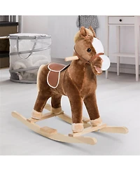 Yobtop Kids Ride-On Plush Rocking Horse with Realistic Sounds, Ages 3+